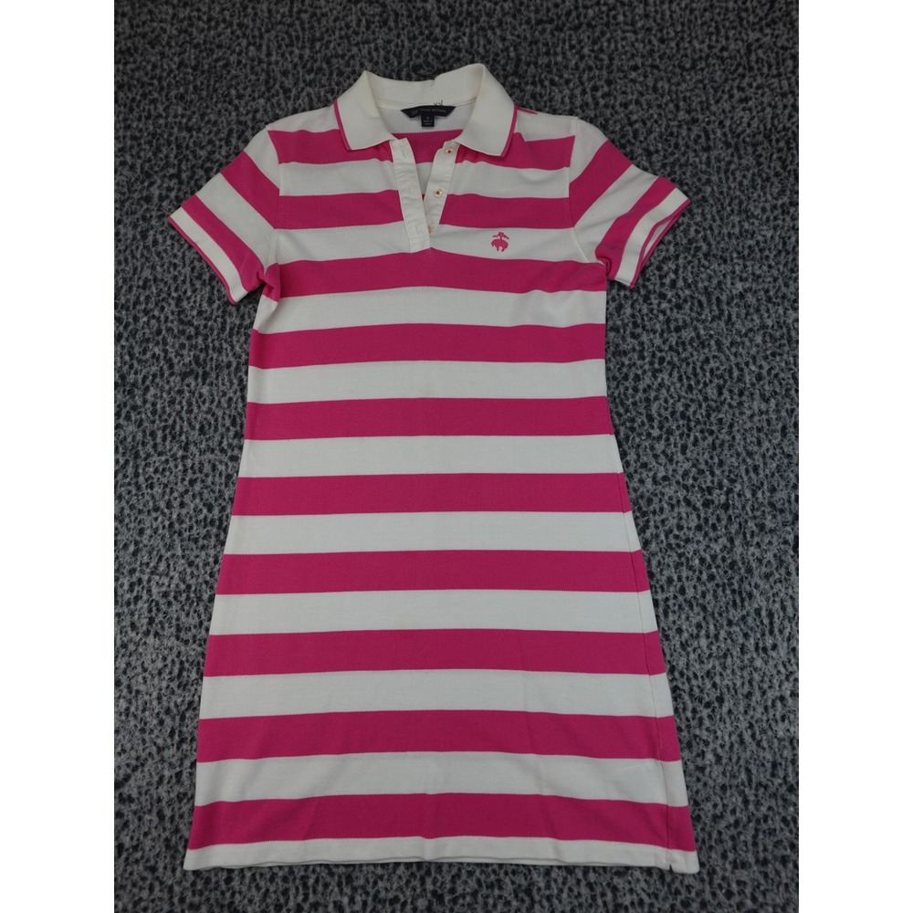 Brooks Brothers Polo Dress Womens Small Pink White Striped Preppy Cotton